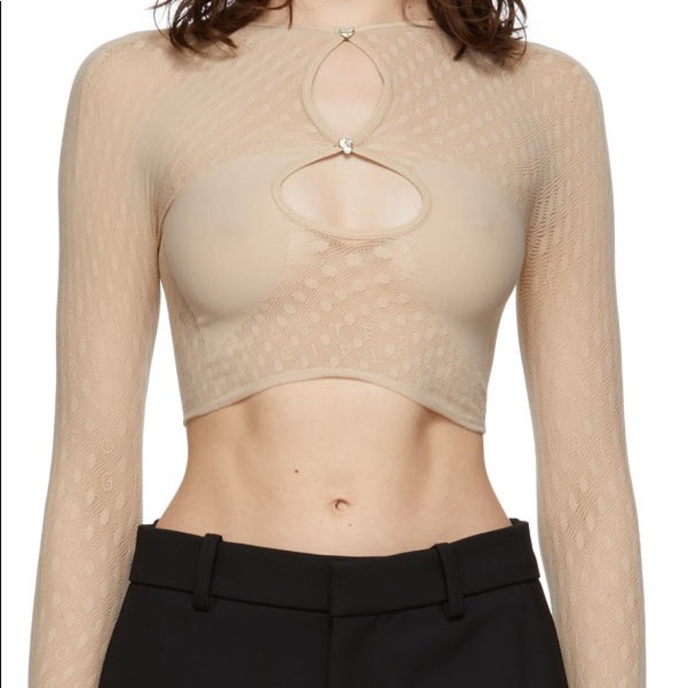 Poster Girl Taupe Semi-Sheer Mira top - Picture 1 of 4